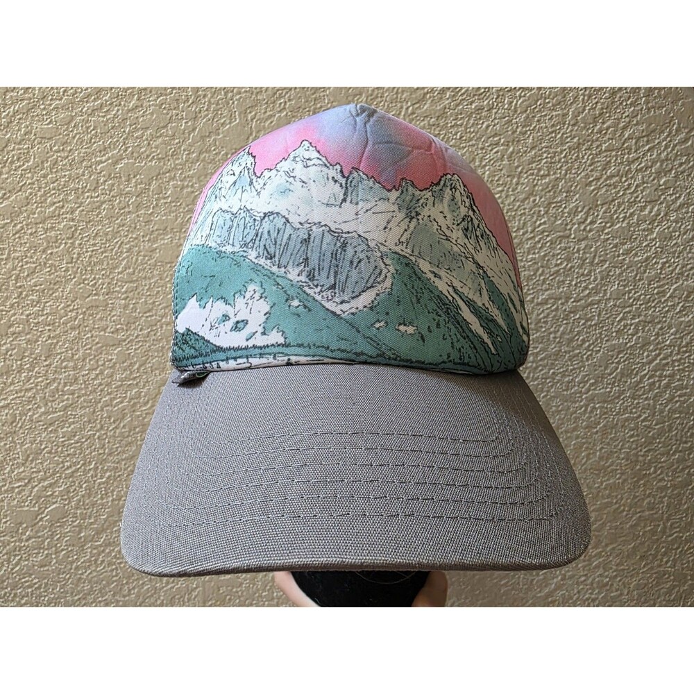 Stio Trucker Hat Cap Snapback Womens OS Pink Gray Mountain Graphic Mesh Outdoors